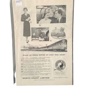Vintage 1957 Northern Pacific Railway North Coast Limited Ad Advertisement